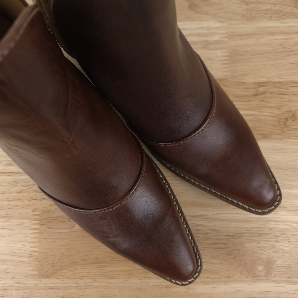 Nocona Micki Western‎ Ankle Boots Womens 7.5 Brunette Cowhide Snip Toe Booties - Picture 7 of 14